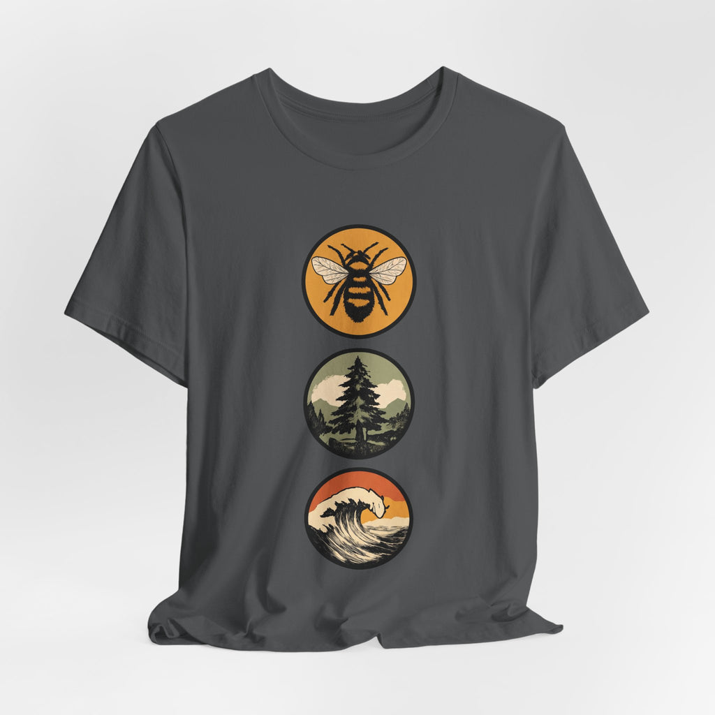 Mother Nature's Holy Trinity Tee — Bees, Trees, and Seas Badge T-Shirt