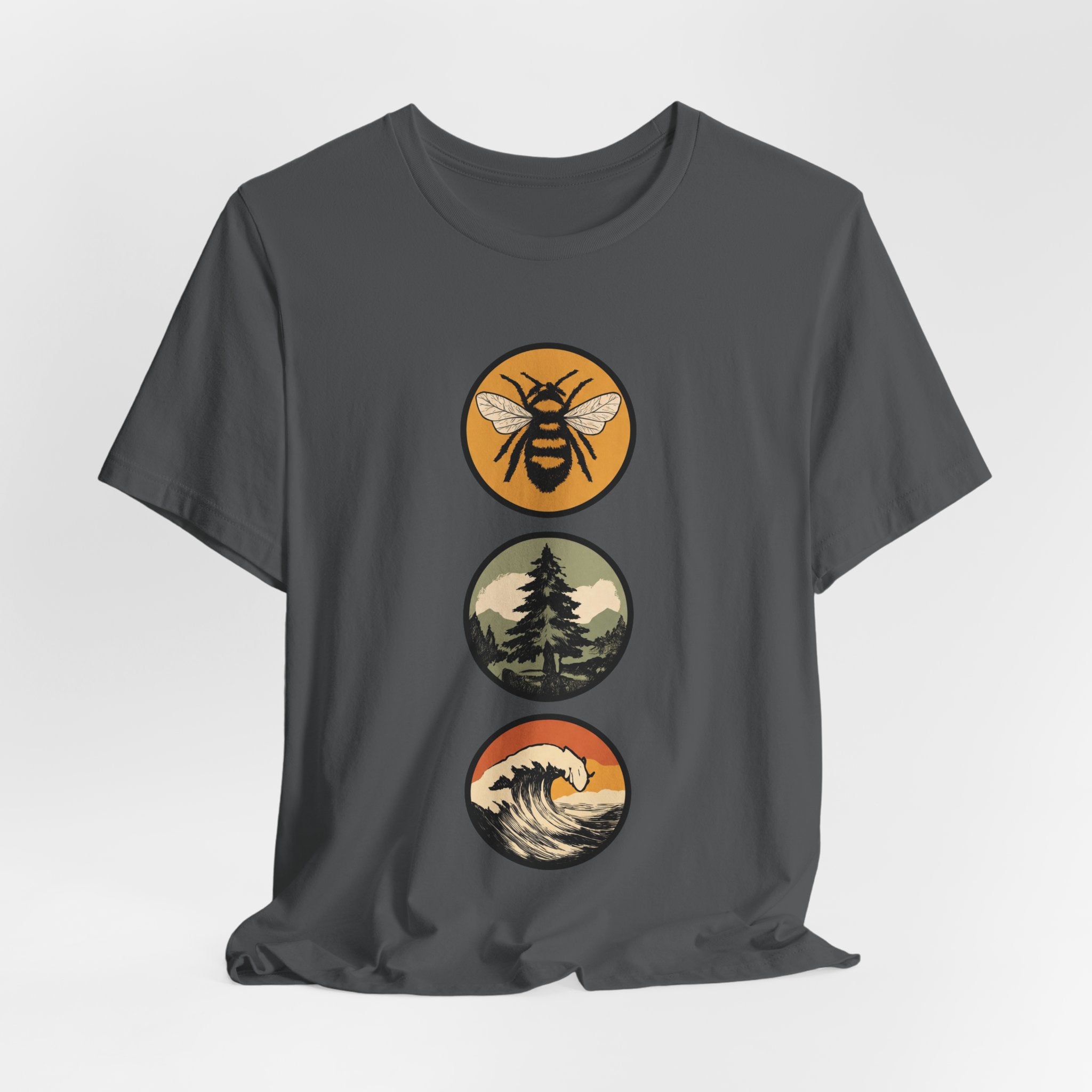 Mother Nature's Holy Trinity Tee — Bees, Trees, and Seas Badge T-Shirt