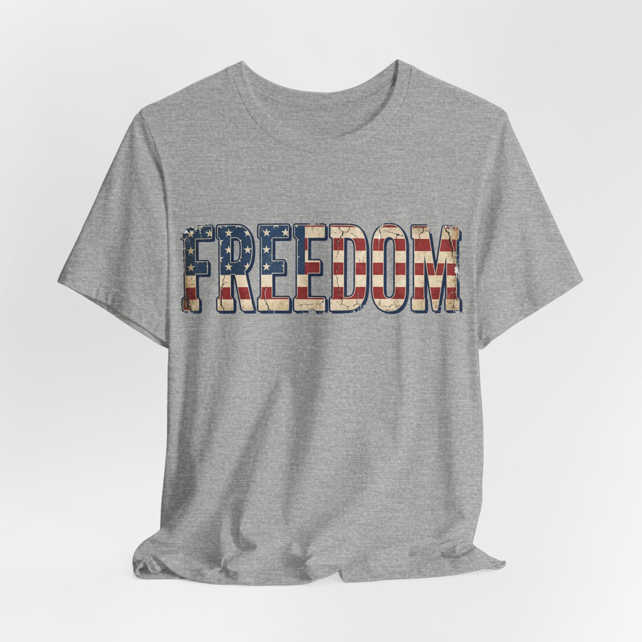 FREEDOM Flag Letter T-Shirt — Vintage American Flag Graphic Tee