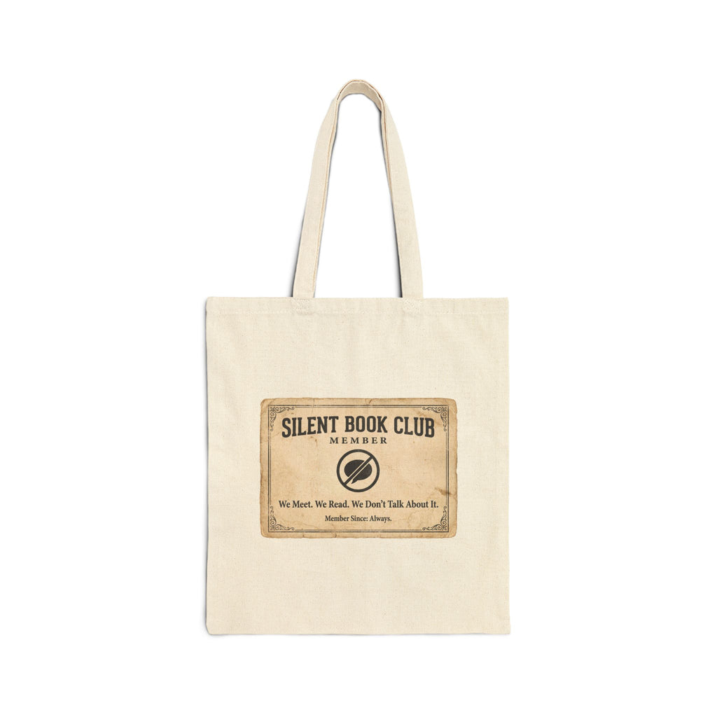 Silent Book Club Member Canvas Tote Bag — Gift for Readers Book Lovers
