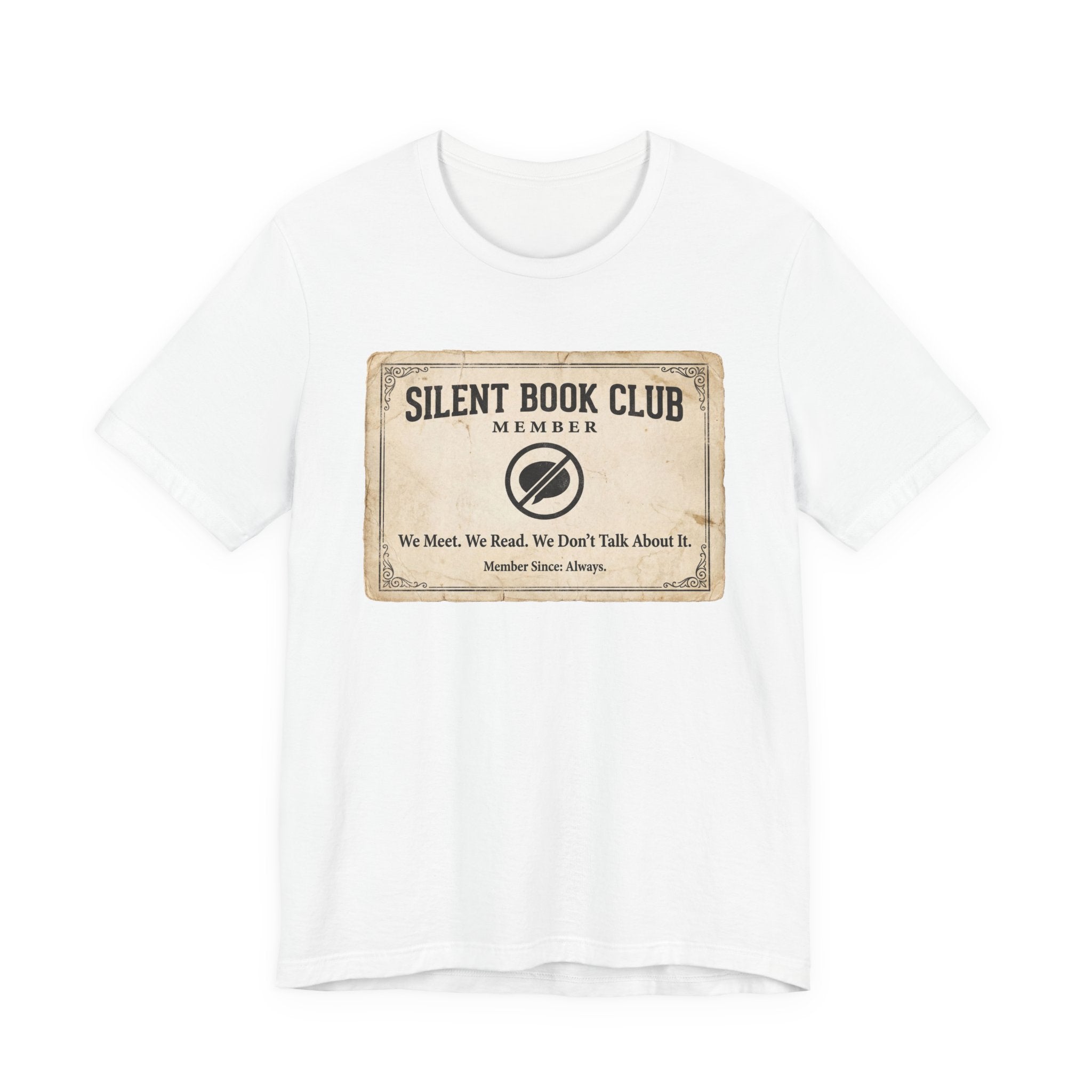 Silent Book Club T-Shirt – Vintage 'We Meet. We Read. We Don't Talk About It.' Tee