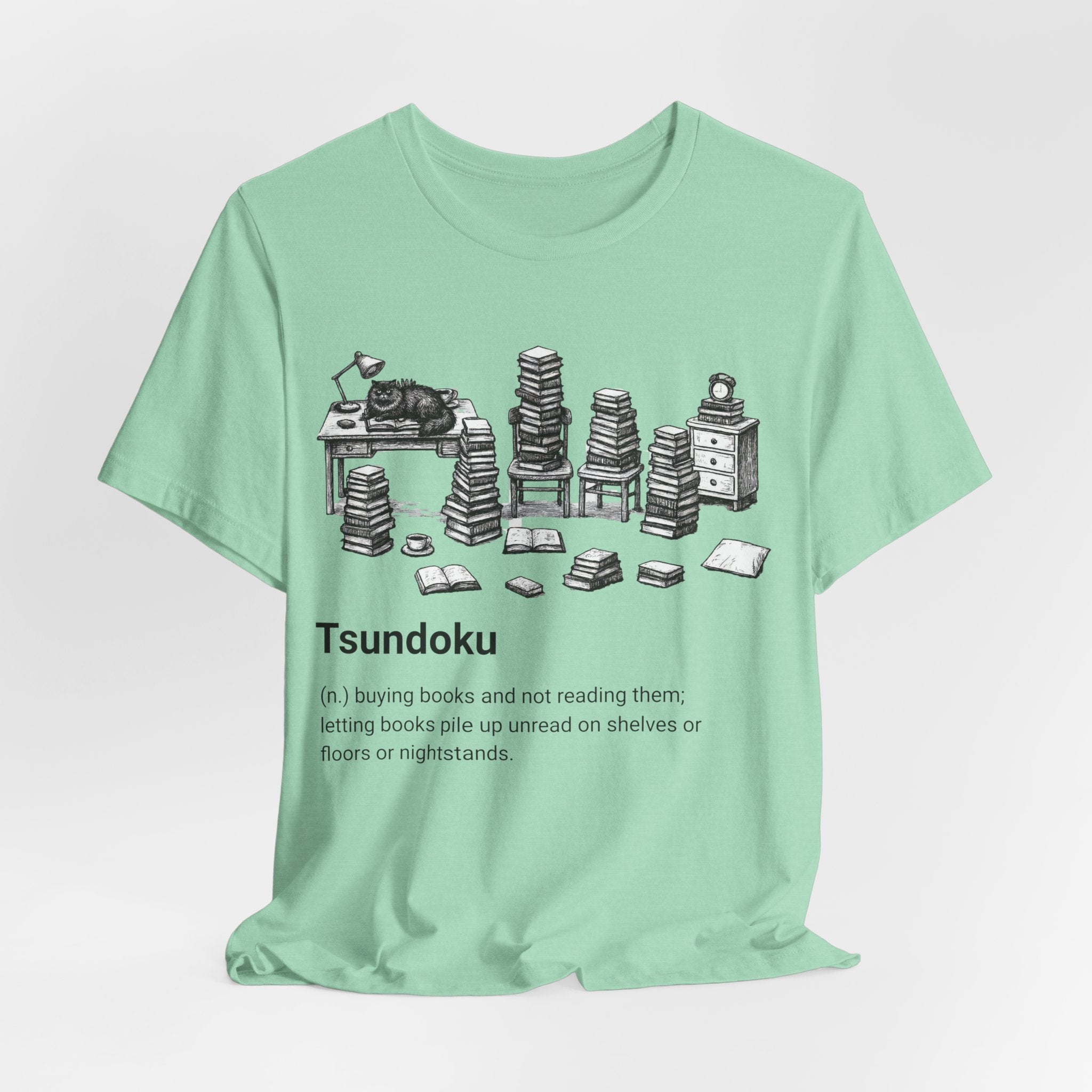 'Tsundoku' Book Pile Illustration Tee (Booklover Definition)