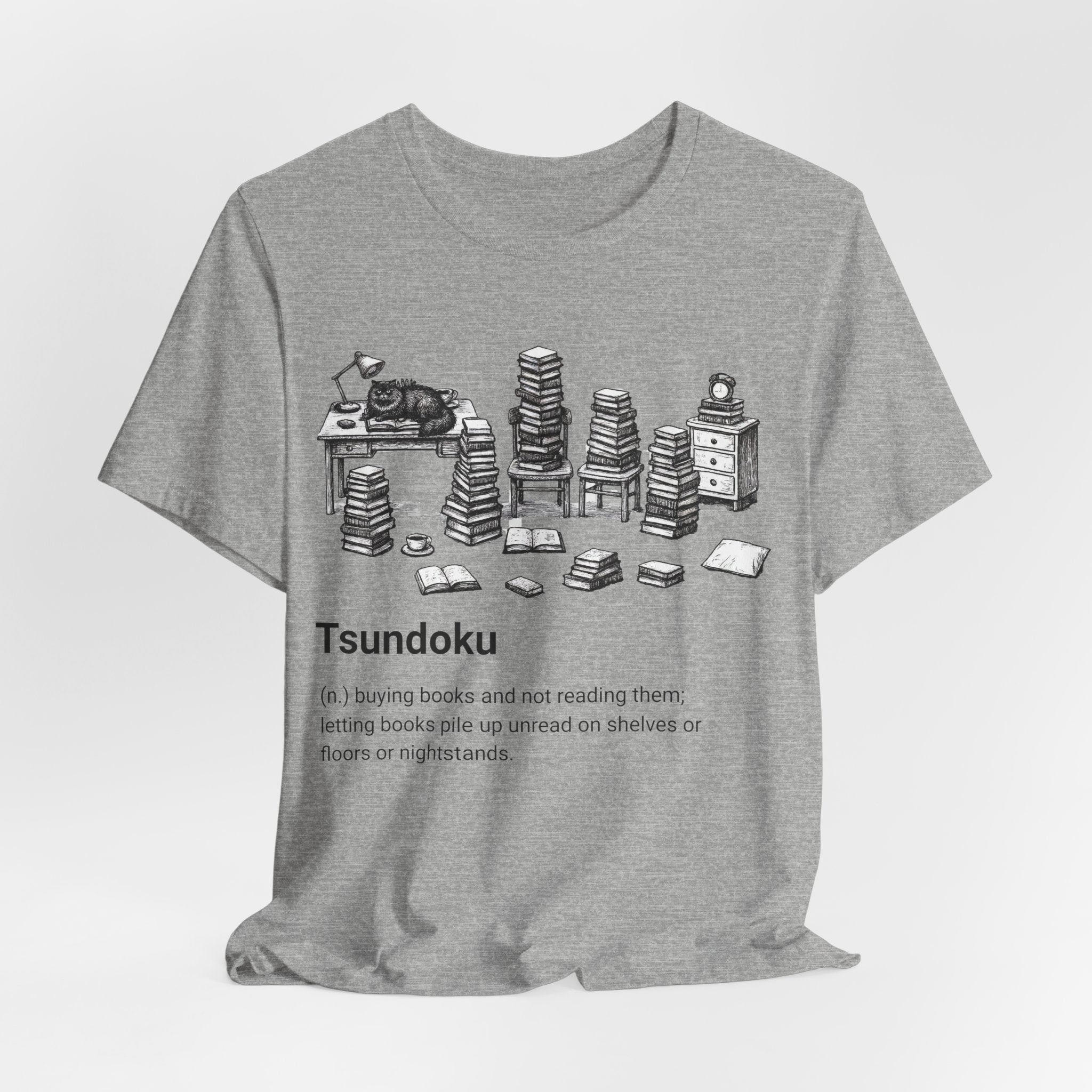 'Tsundoku' Book Pile Illustration Tee (Booklover Definition)