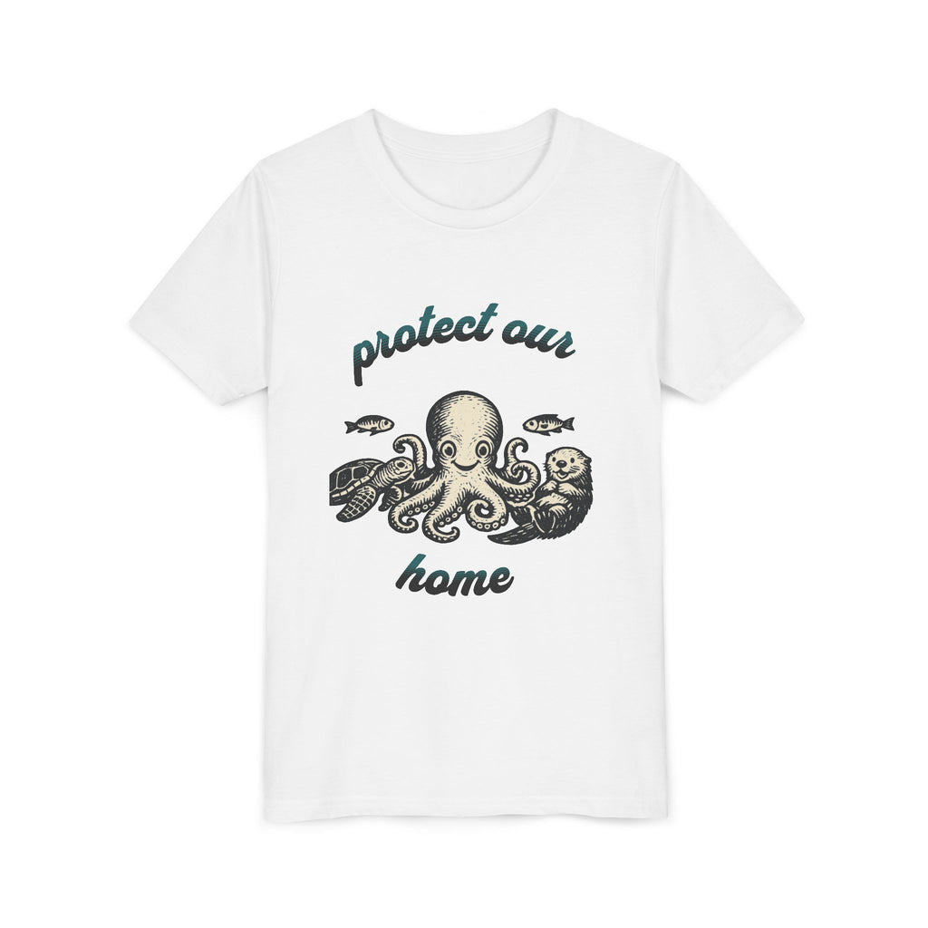 Youth Tee — "Protect Our Home" Ocean Conservation Octopus Kids T‑Shirt