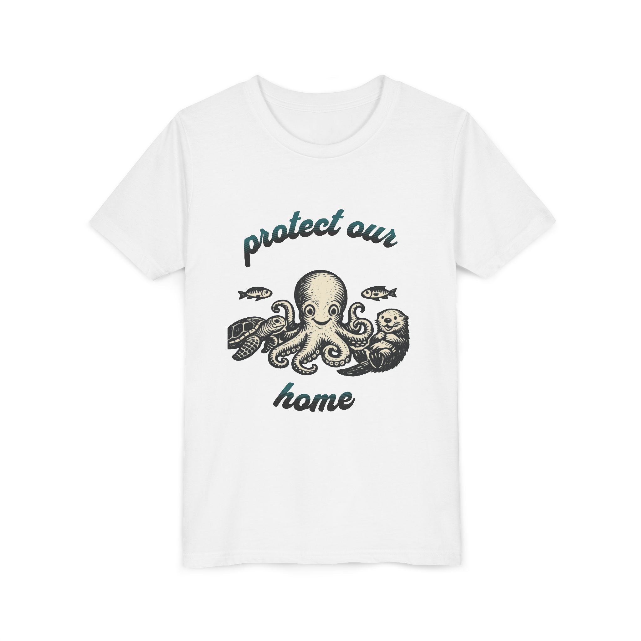 Youth Tee — "Protect Our Home" Ocean Conservation Octopus Kids T‑Shirt