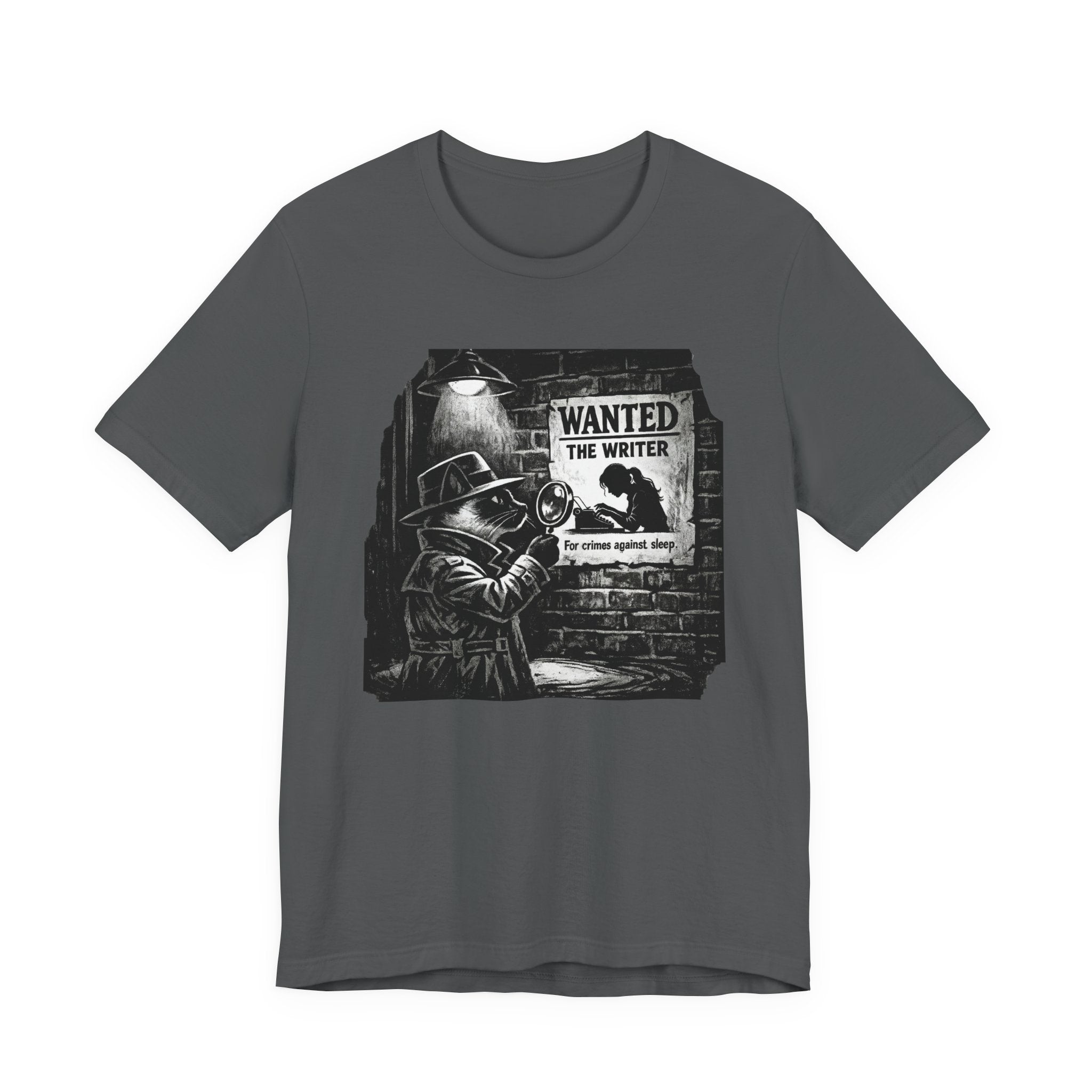 Writer Wanted T‑Shirt – Noir Detective 'Wanted the Writer' Graphic Tee