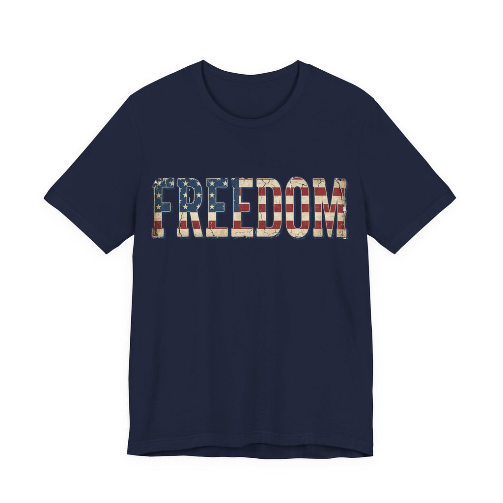 FREEDOM Flag Letter T-Shirt — Vintage American Flag Graphic Tee