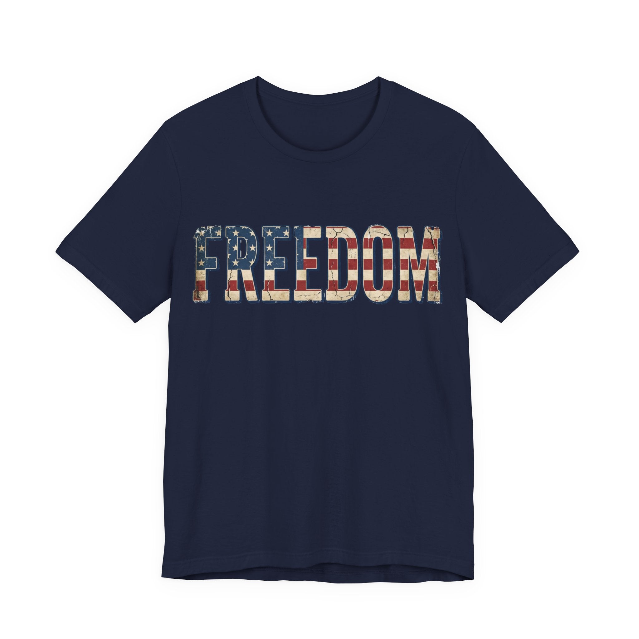 FREEDOM Flag Letter T-Shirt — Vintage American Flag Graphic Tee