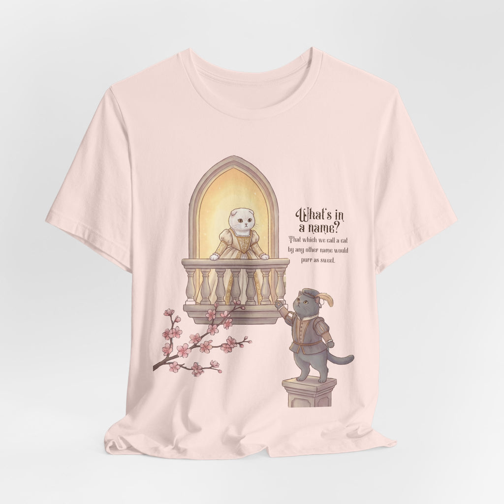 Romeo & Feline Balcony Tee — Cute Romantic Cat Illustration T-Shirt