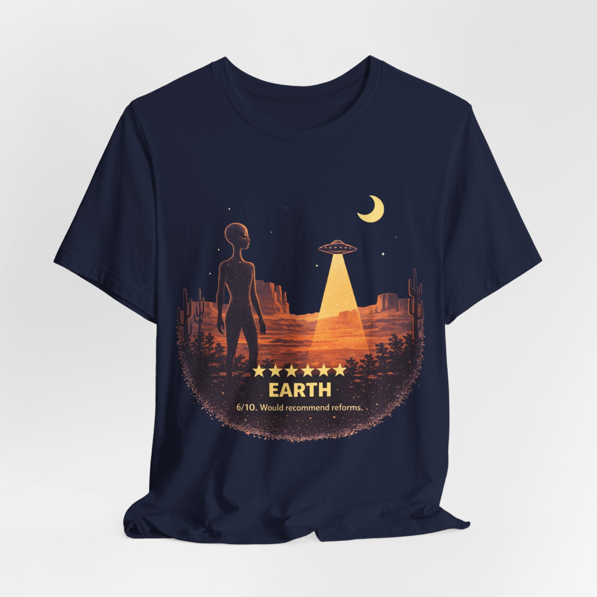 Alien Review Tee - "Earth 6/10" UFO Graphic T-Shirt
