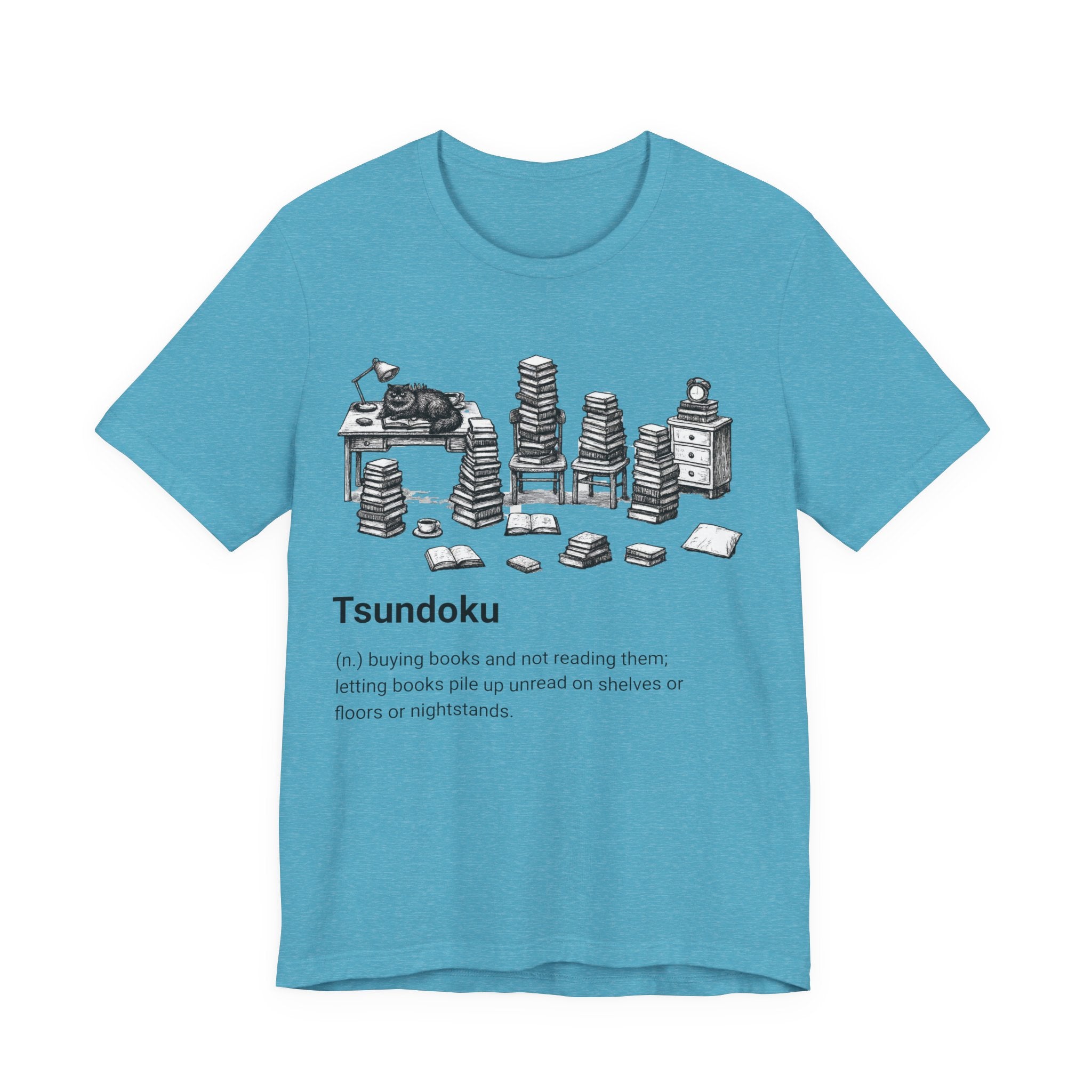 'Tsundoku' Book Pile Illustration Tee (Booklover Definition)