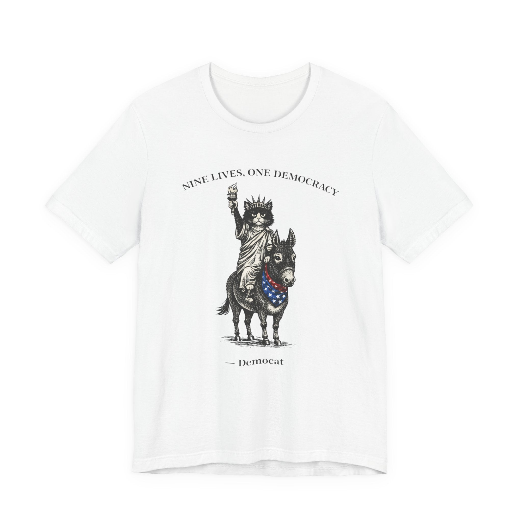 Nine Lives, One Democracy Cat T-Shirt — Democat Political Tee