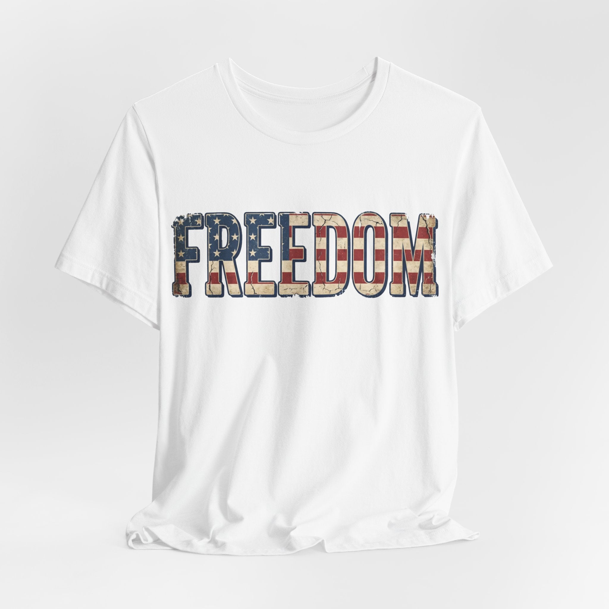 FREEDOM Flag Letter T-Shirt — Vintage American Flag Graphic Tee