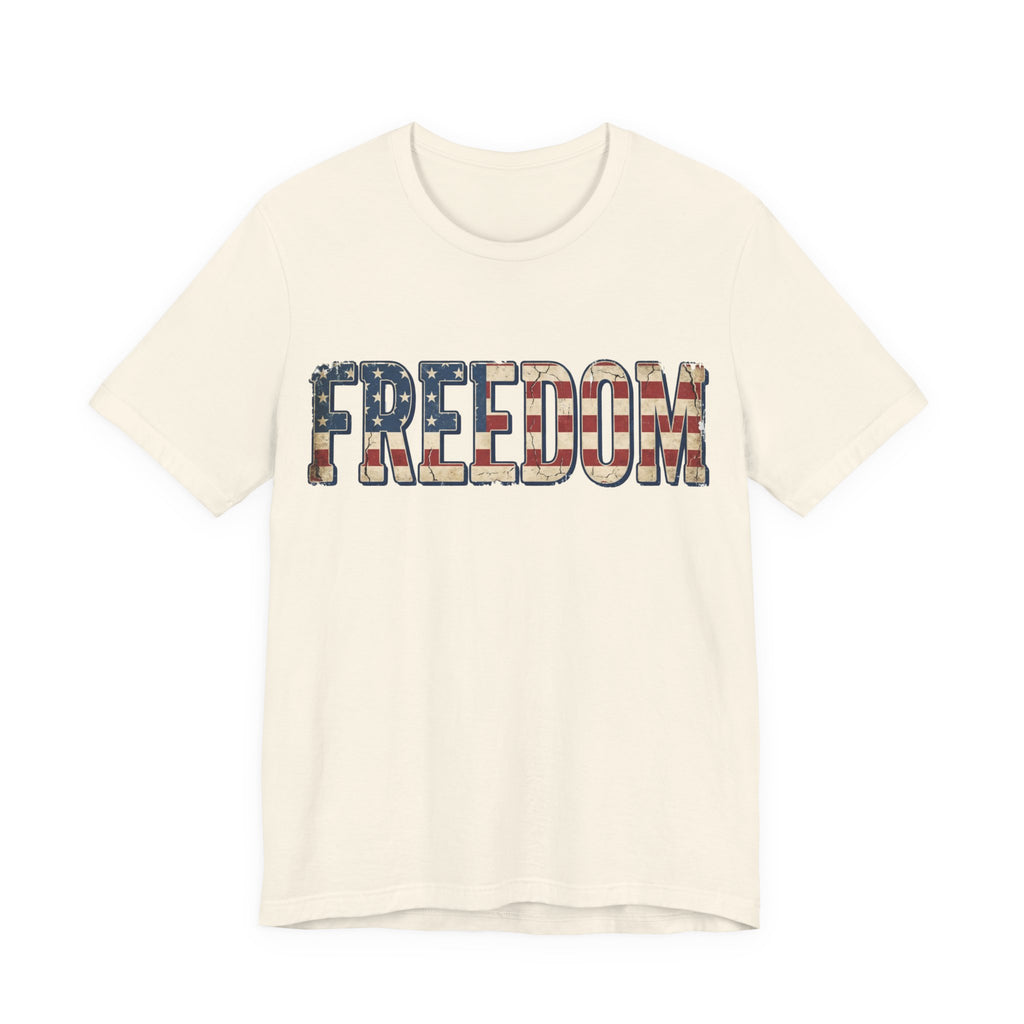 FREEDOM Flag Letter T-Shirt — Vintage American Flag Graphic Tee
