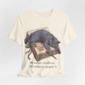 Sleeping Grey Cat on Book T‑Shirt — Literary Cat Lover Tee