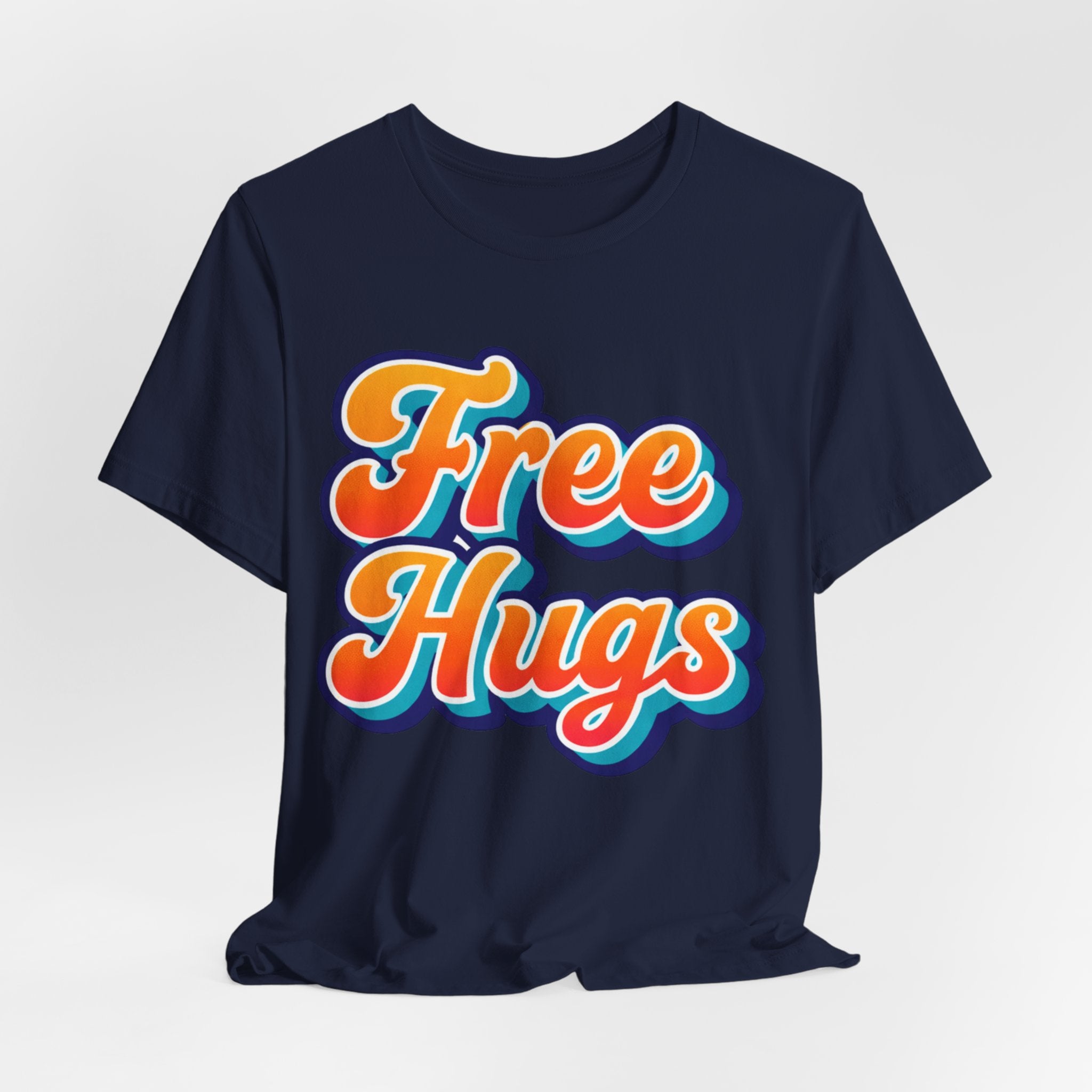 Free Hugs Retro Tee — Vintage Script Comfort T‑Shirt