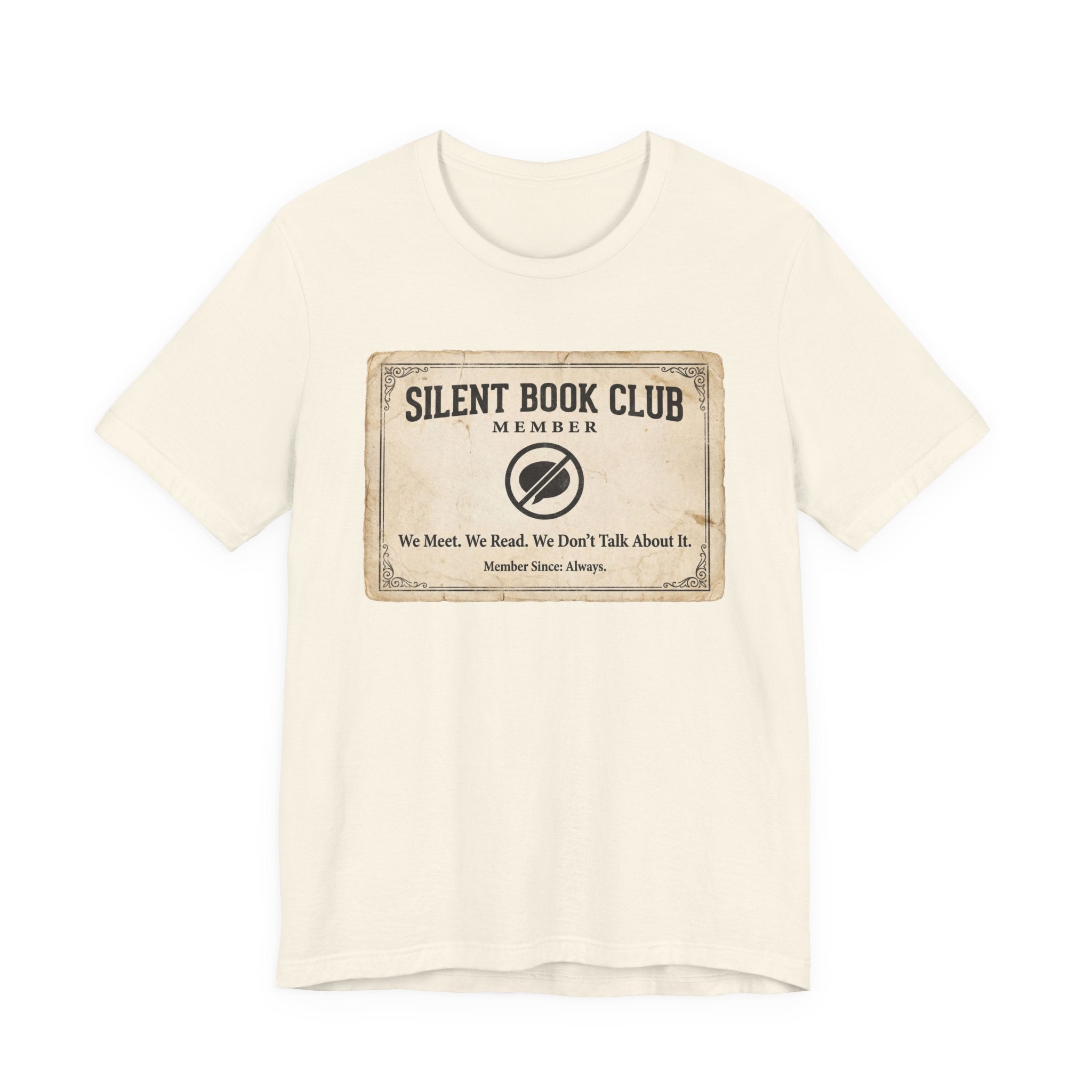 Silent Book Club T-Shirt – Vintage 'We Meet. We Read. We Don't Talk About It.' Tee