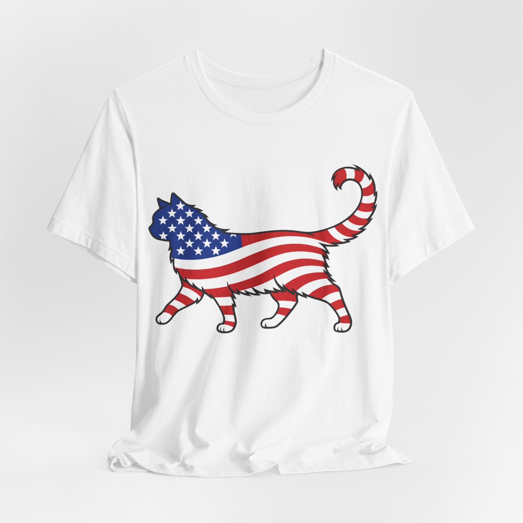 American Flag Cat Tee — Patriotic Cat Silhouette Shirt
