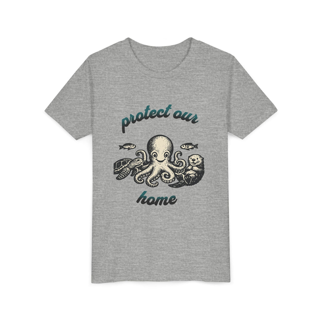 Youth Tee — "Protect Our Home" Ocean Conservation Octopus Kids T‑Shirt