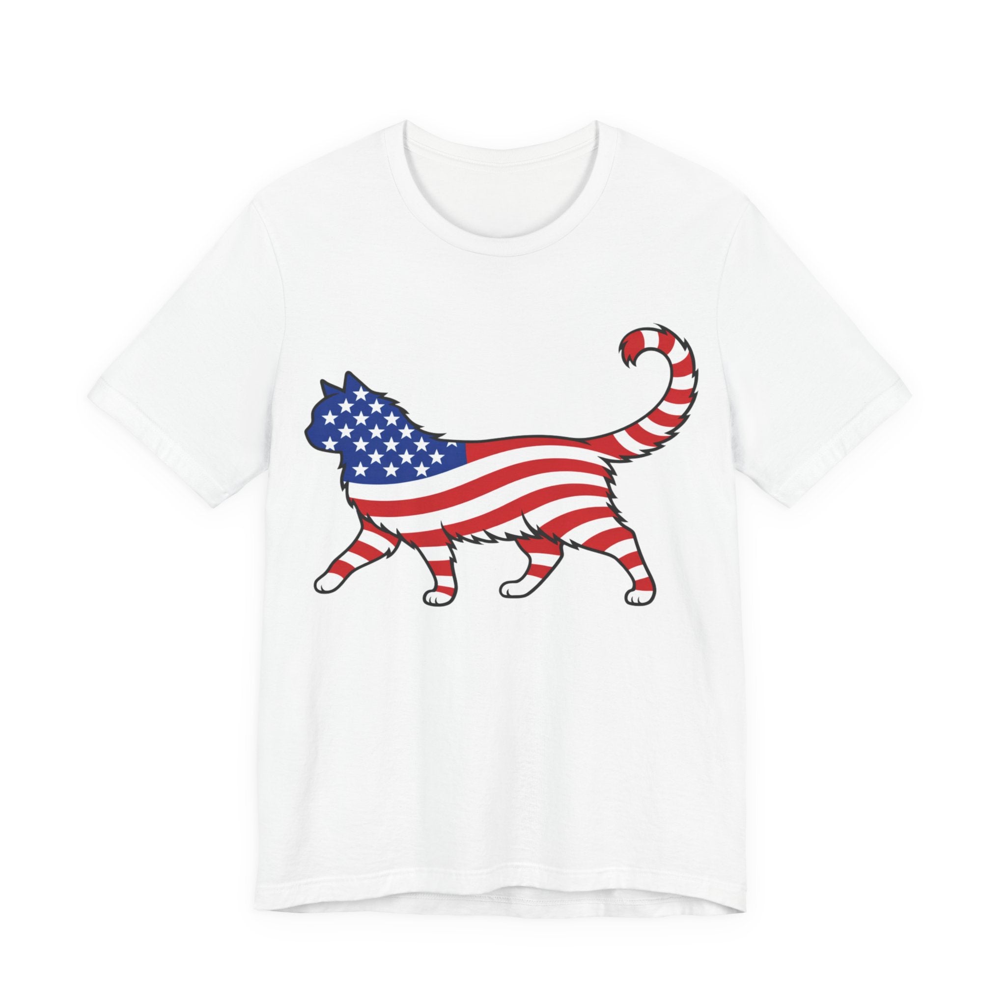 American Flag Cat Tee — Patriotic Cat Silhouette Shirt