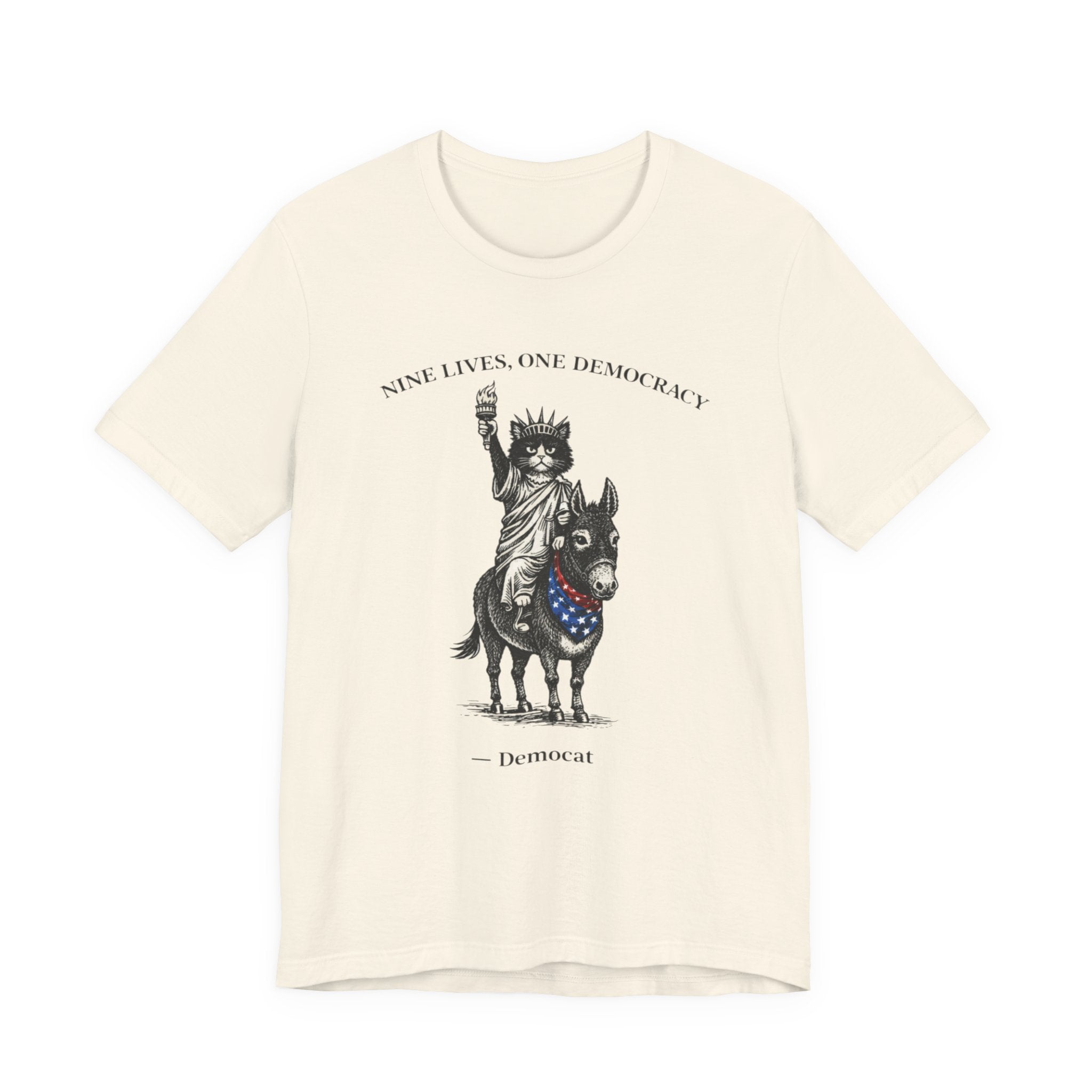 Nine Lives, One Democracy Cat T-Shirt — Democat Political Tee