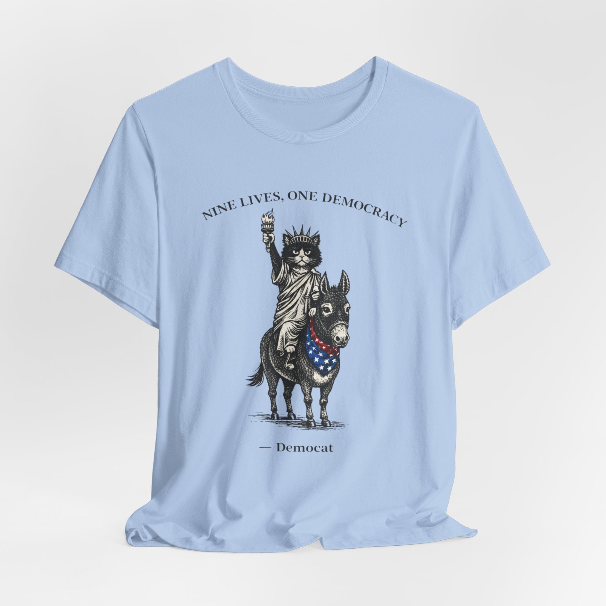 Nine Lives, One Democracy Cat T-Shirt — Democat Political Tee